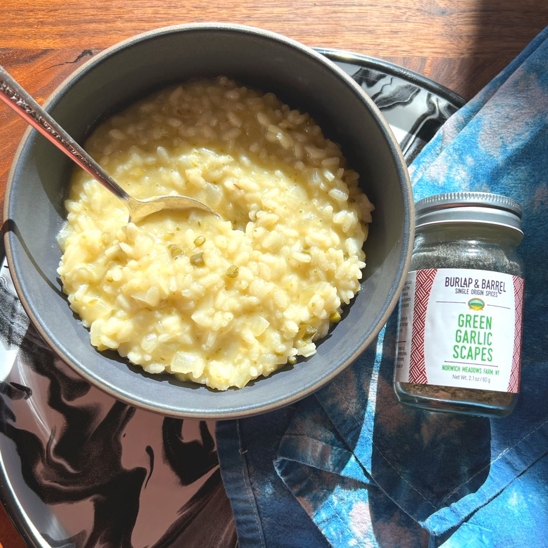 Green Garlic Scape Risotto – Burlap & Barrel
