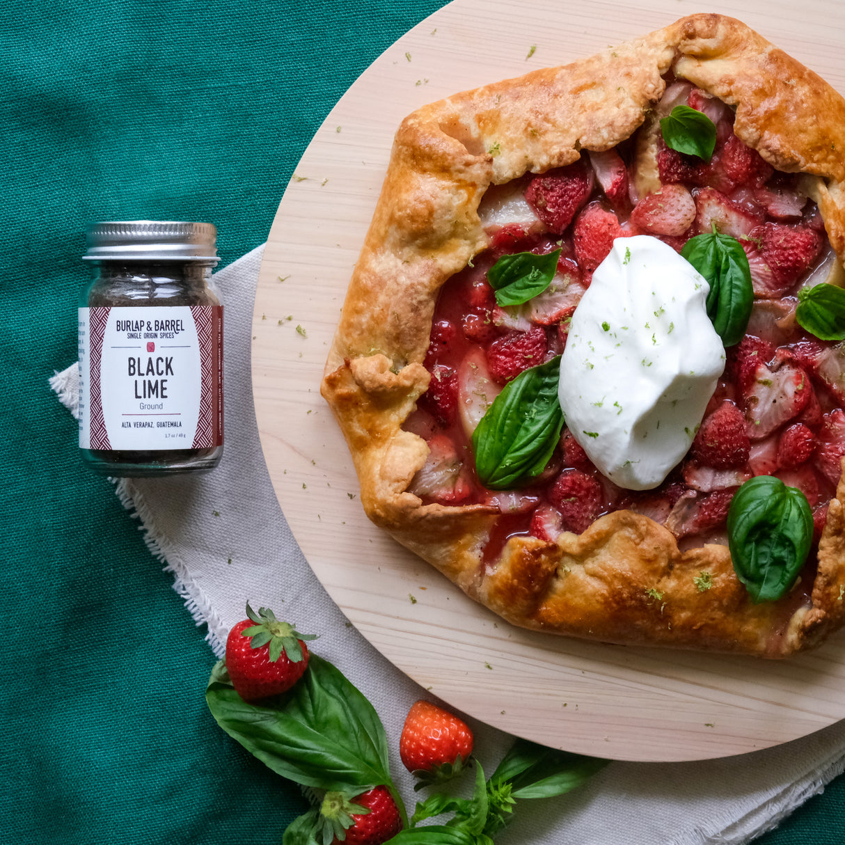 Strawberry Tart made with Ground Black Lime from Burlap & Barrel