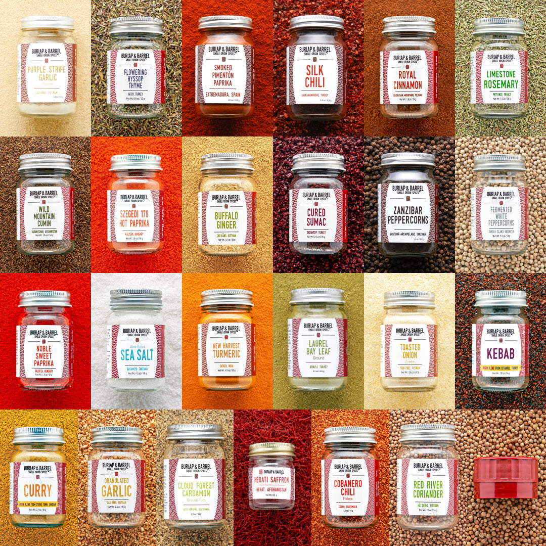Fundamentals 24-spice set from Burlap & Barrel