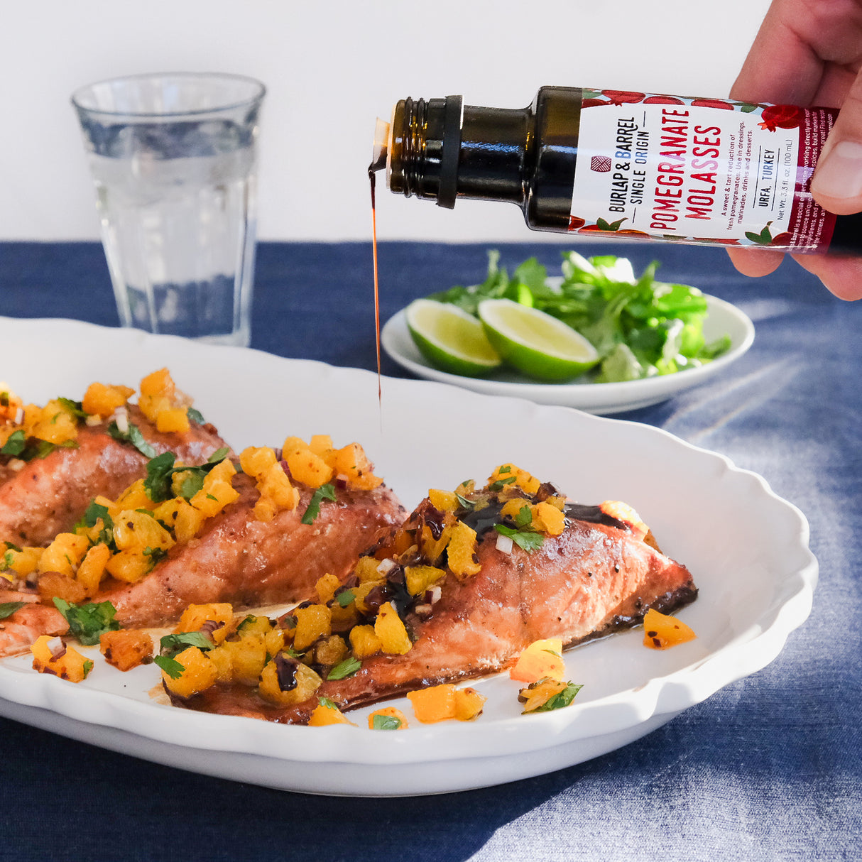 Salmon with pomegranate molasses from Burlap & Barrel