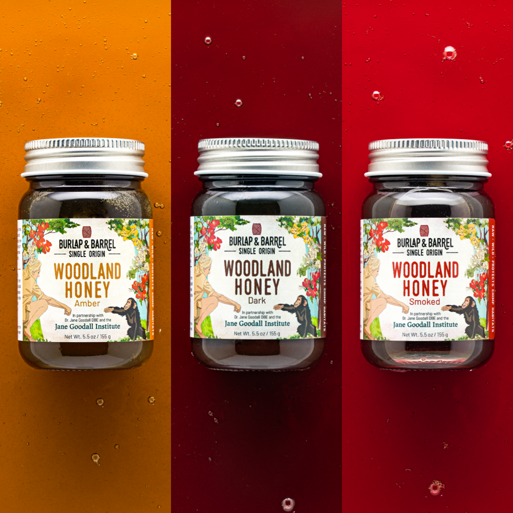 3 Pack of Woodland Honey from Burlap & Barrel: Amber, Dark & Smoked