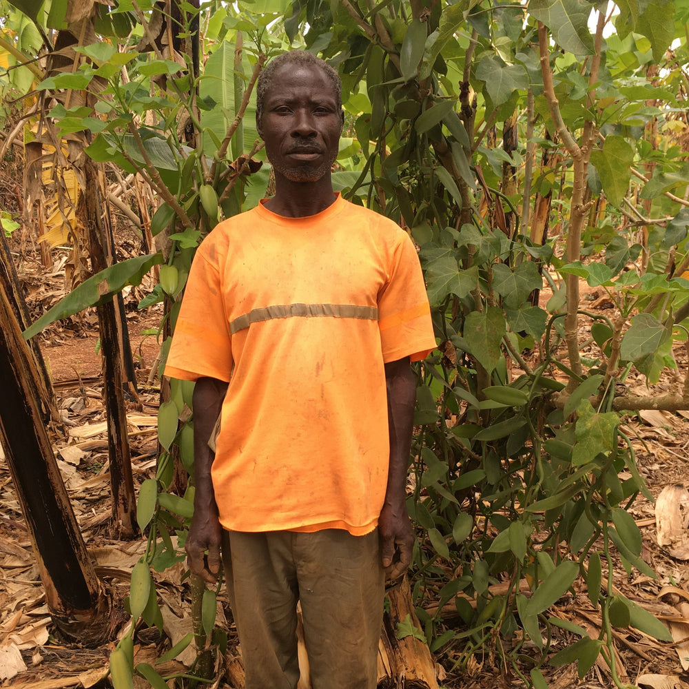Partner Farmer, Gosbert on Nyanza Vanilla Farm in Tanzania from Burlap & Barre;