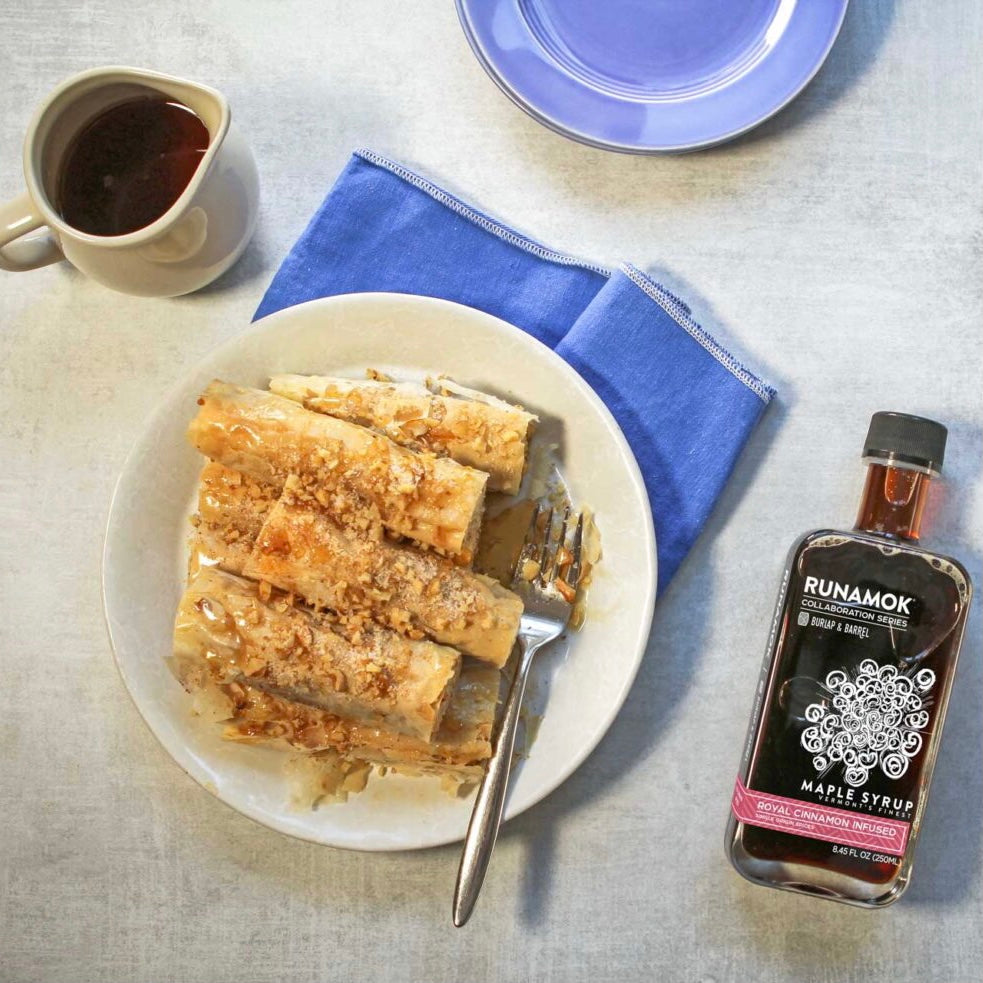 Filo Walnut Rollups with Royal Cinnamon Maple