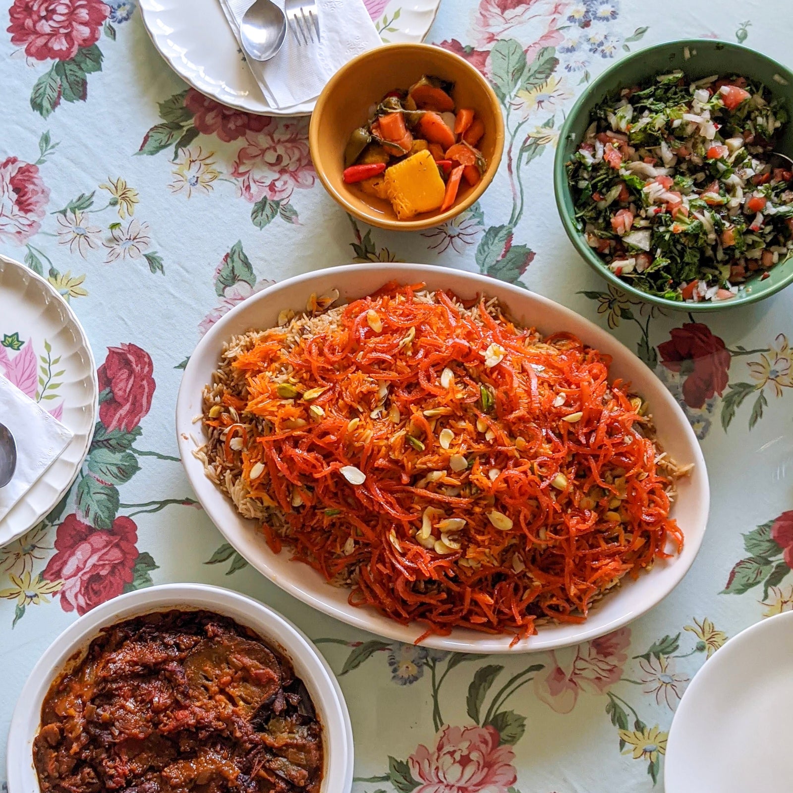 Noranj Pilau / Rice with Candied Orange Peel, Saffron and Lamb