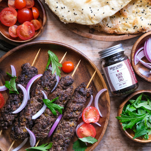 Kebabs made with Black Urfa Chili from Burlap & Barrel