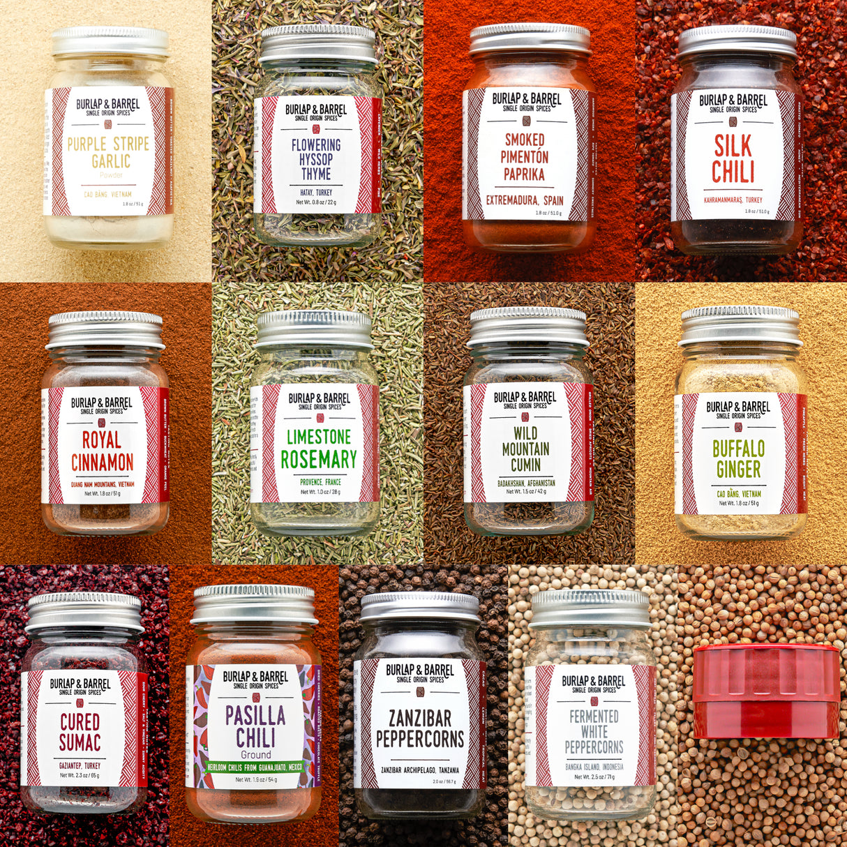 Fundamentals 12 spice set from Burlap & Barrel