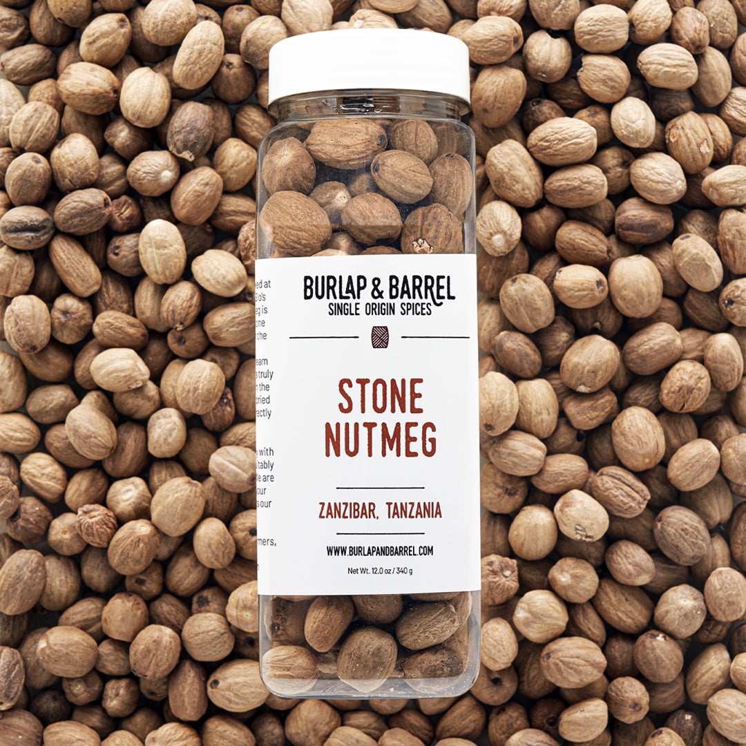 12 oz container of whole stone nutmeg from Burlap & Barrel