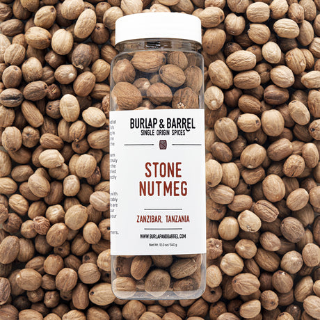 12 oz container of whole stone nutmeg from Burlap & Barrel