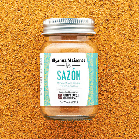3.0 oz jar of Sazón seasoning. Made with wild achiote from Puerto Rico