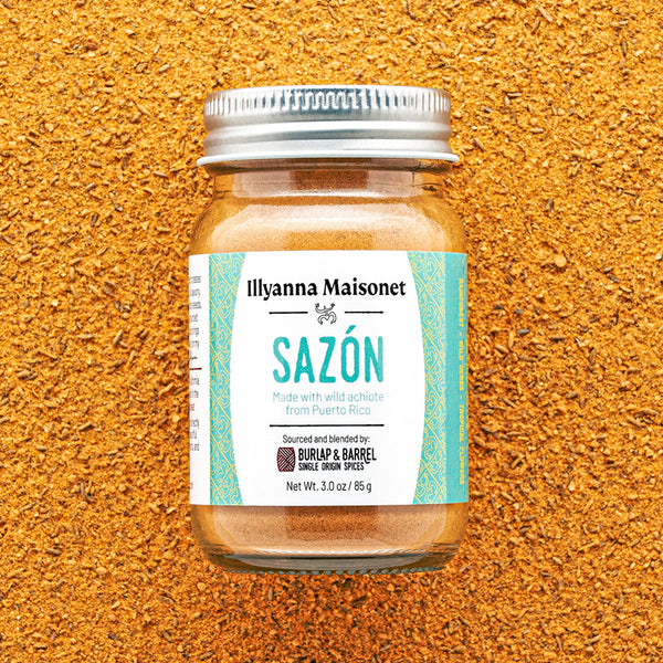 3.0 oz jar of Sazón seasoning. Made with wild achiote from Puerto Rico