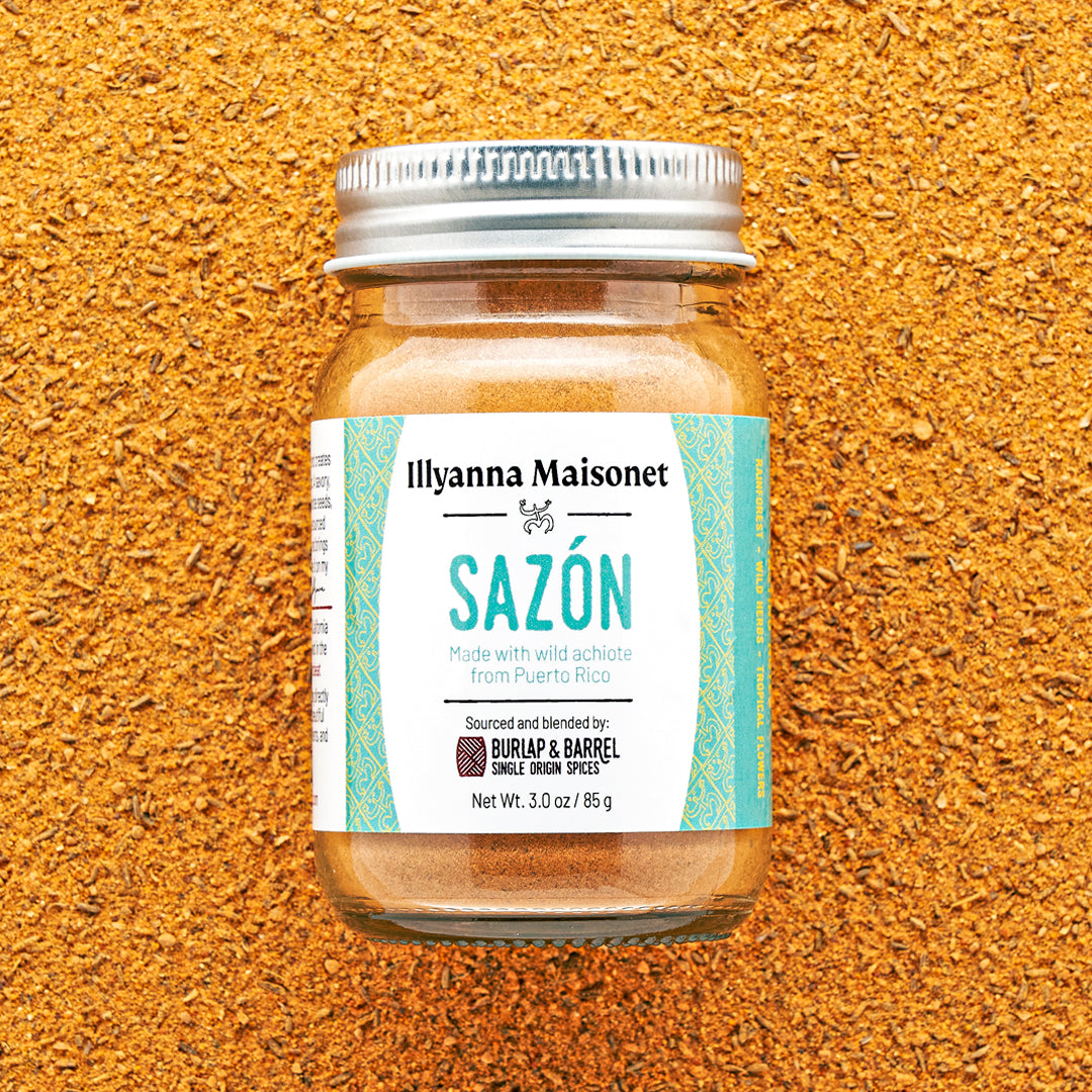 3.0 oz jar of Sazón seasoning. Made with wild achiote from Puerto Rico