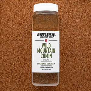 Container of ground Wild Mountain Cumin. Photo by Burlap & Barrel